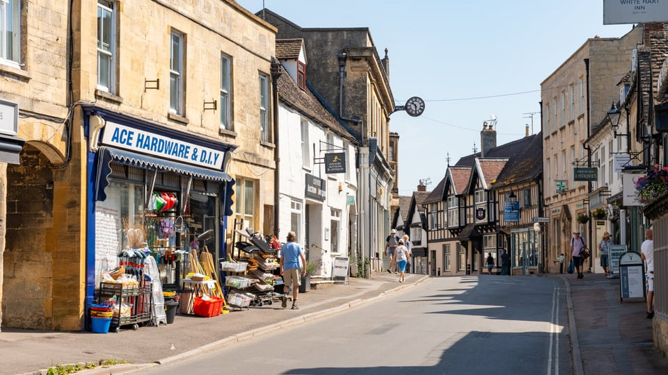External view of Winchcombe high street.