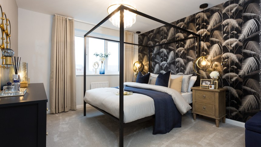 CGI example of a double bedroom at Sycamore Place in Burntwood