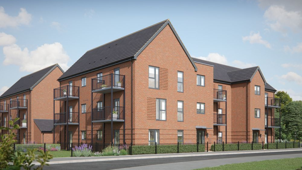 A block of 1 bedroom apartments with balconies 